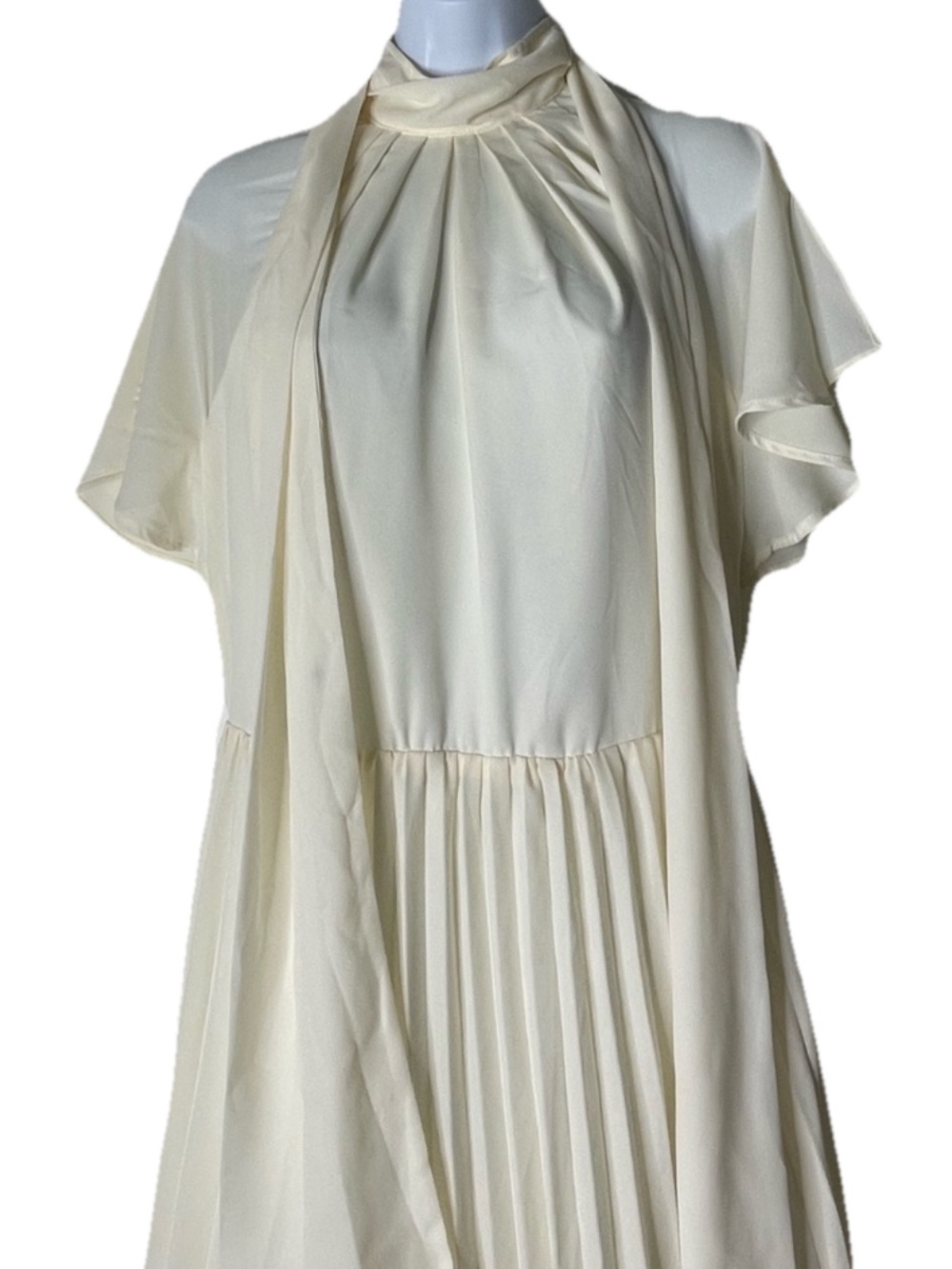 NWOT Karen Millen high neck tie pleated midi dress size 4 white - Picture 6 of 16